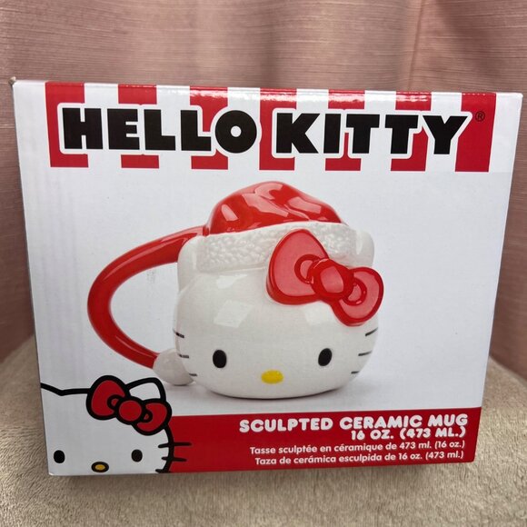 Hello Kitty Sculpted Ceramic Mug 16 Oz Christmas Holiday Design Gift Boxed NWB - Picture 7 of 9